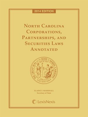 cover image of North Carolina Corporations, Partnerships and Securities Laws Annotated